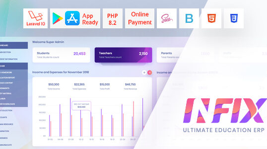 InfixEdu School ERP – Laravel School Management Software with Admin, Teacher & Parent Portals