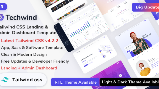Techwind – App, Saas & Software Landing & Admin Dashboard Tailwind CSS Template