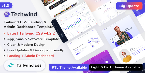 Techwind – App, Saas & Software Landing & Admin Dashboard Tailwind CSS Template