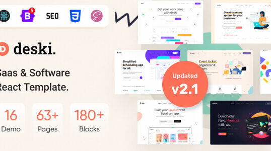 Deski – Software, SaaS & Startup ReactJs Template (React 19)
