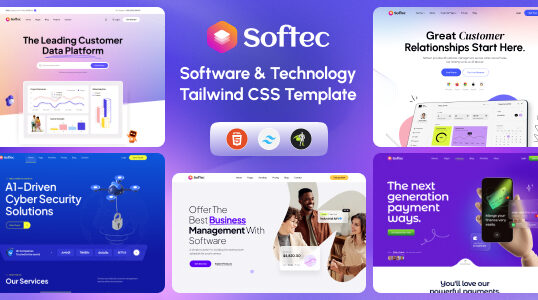 Softec | SaaS, Software & Technology Tailwind Template