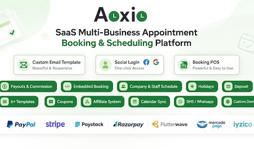 Aoxio – SaaS Multi-Business Booking & Appointment Scheduling Software