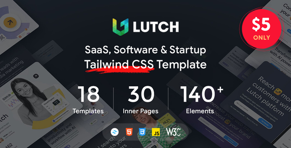 Lutch – SaaS, Software & Startup Tailwind CSS Template