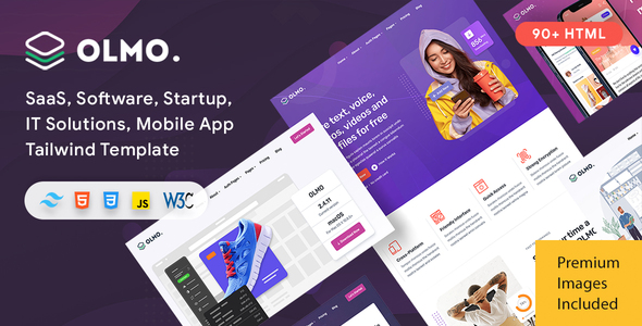OLMO – Startup, SaaS, Software & Mobile App Tailwind CSS Template